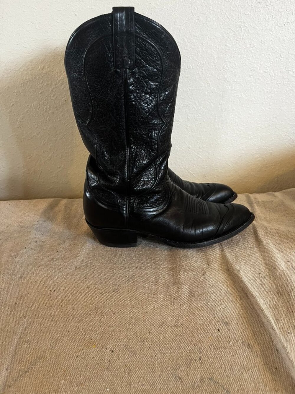 Tony Lama Men's Black Leather Style C9752 Reg C4962 Cowboy Boots Sz 9D - Picture 1 of 13